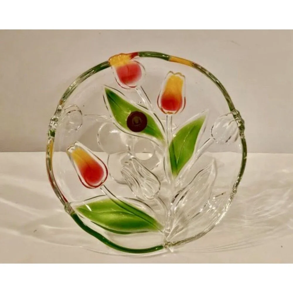 Vintage Walther Glas Footed Fruit Bowl - Tulip Pattern - Made in German